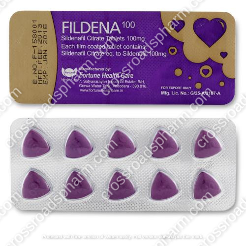Fildena, blister, 100mg Fildena, crossroadspharm, image
